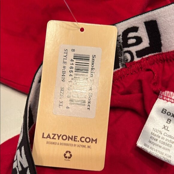 Lazy One Red Pajama Shorts with Black Trim - Picture 4 of 4